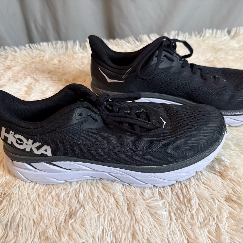 Hoka Black and White Athletic Sneakers